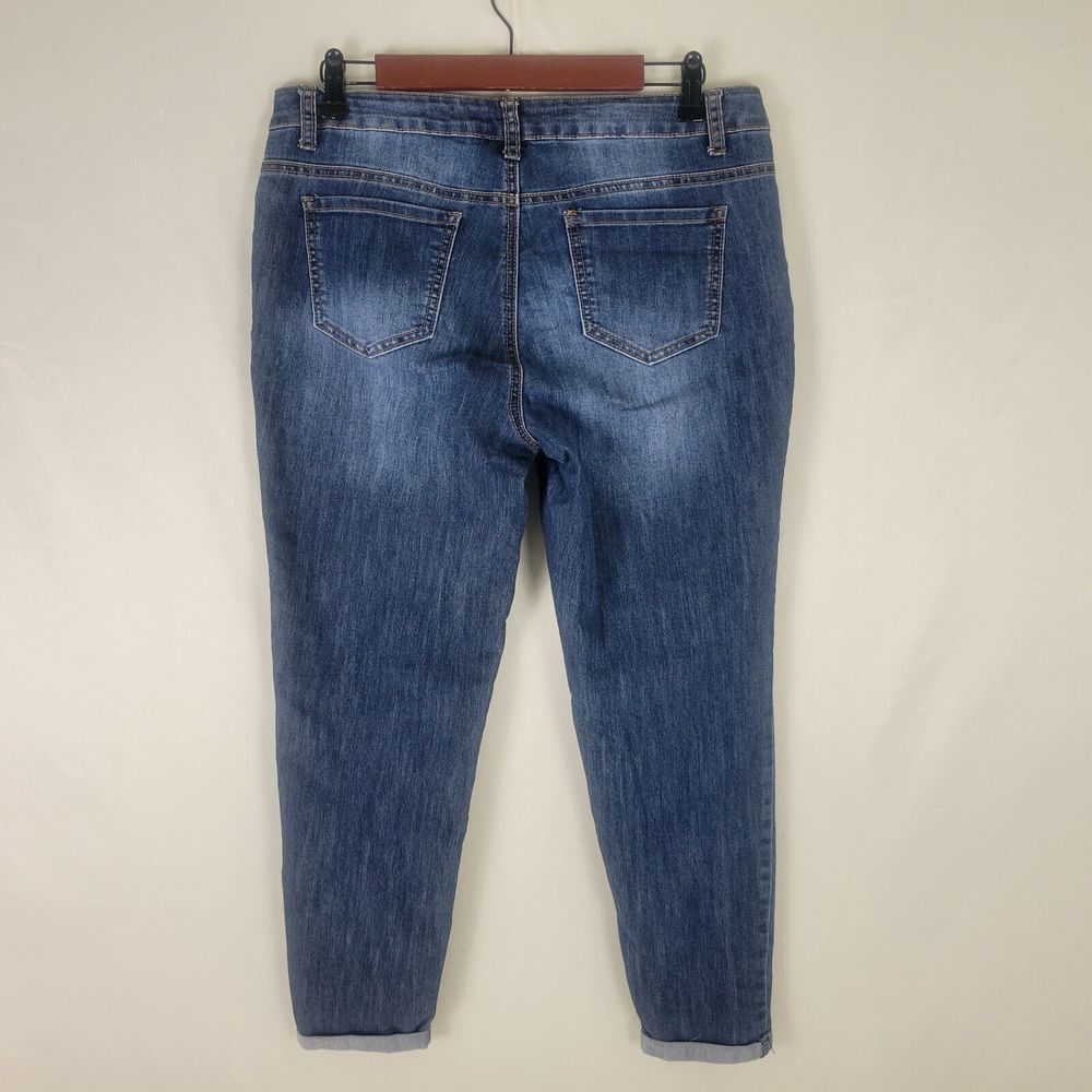 JW Jeans Womens 8 Blue Mid Rise Tapered Cuffed Hem Medium Wash Denim - Picture 2 of 13